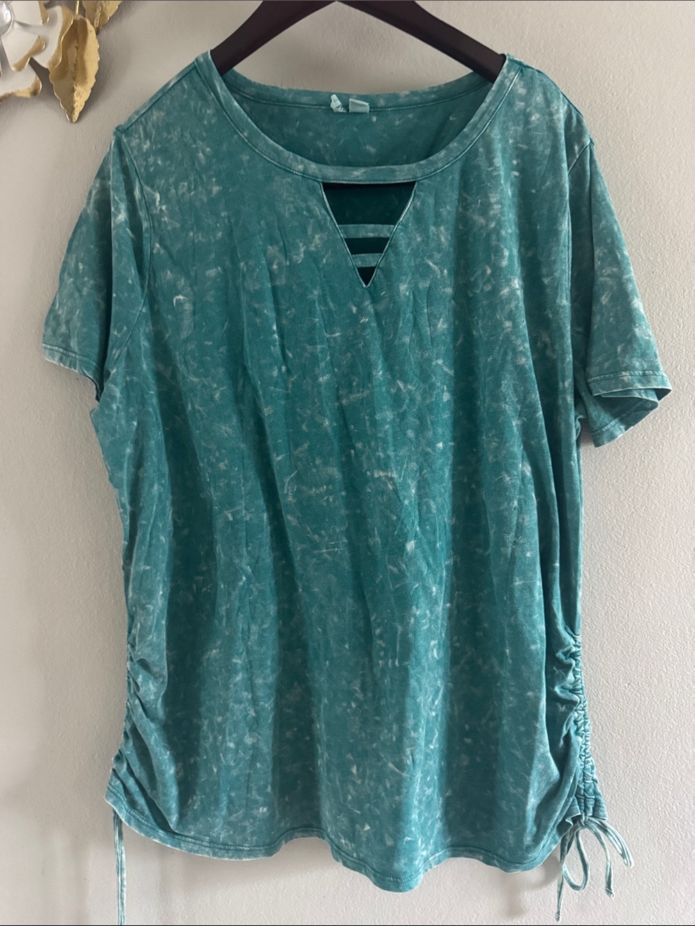 Cato Teal Washed Short Sleeve Camisole with Ladder Neck